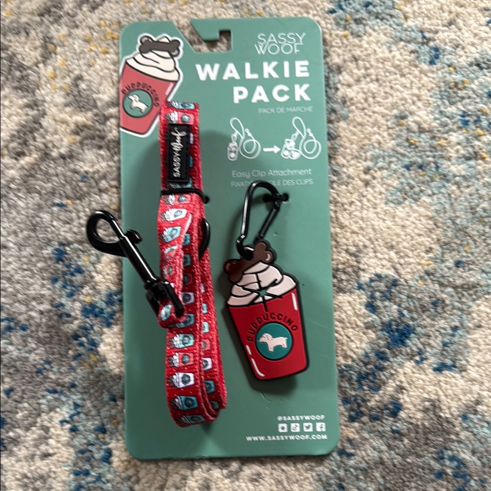 Sassy Woof Red Walkie Pack leach with easy clip